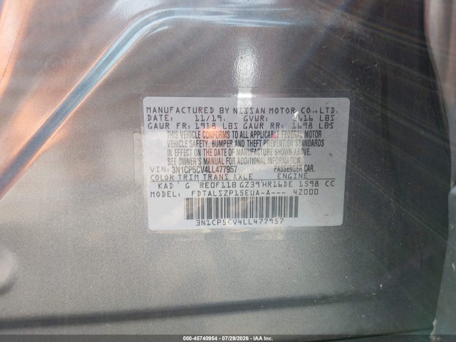 Nissan Kicks Sv Xtronic Cvt 2020 3N1CP5CV4LL477957 Image 9