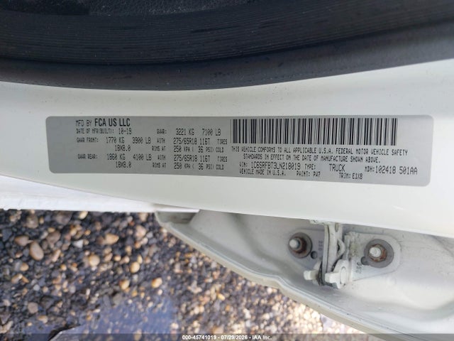 2020 Ram 1500 მანქანა იყიდება აუქციონზე, vin: 1C6SRFBT3LN218019, აუქციონის ნომერი: 45741019