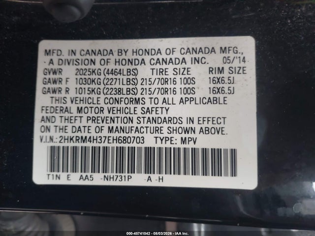 Honda CR-V LX 2014 2HKRM4H37EH680703 Image 9