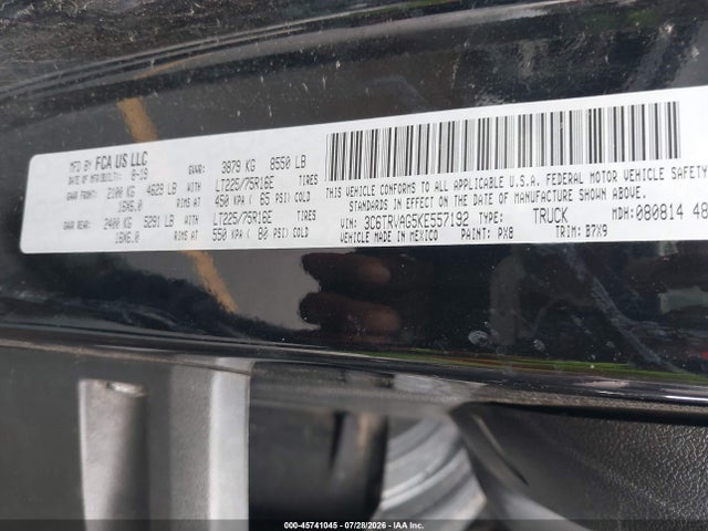 Продаж на аукціоні авто 2019 Ram Promaster 1500 Low Roof 136 Wb, vin: 3C6TRVAG5KE557192, номер лоту: 45741045