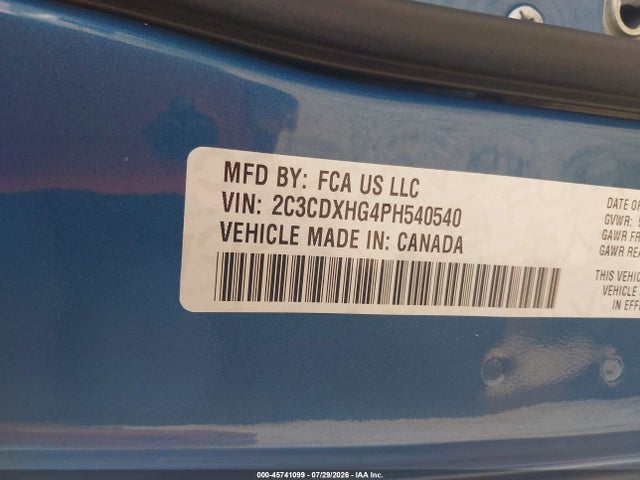 45741099 :رقم المزاد ، 2C3CDXHG4PH540540 vin ، 2023 Dodge Charger Gt مزاد بيع