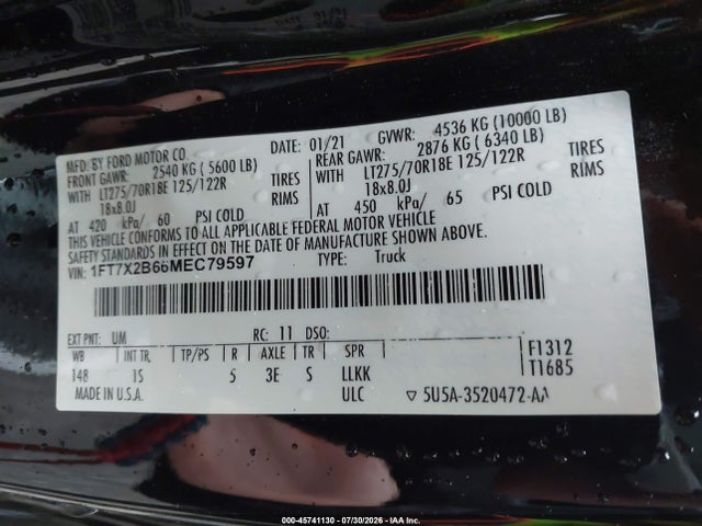 1FT7X2B66MEC79597 Ford F-250 Xl