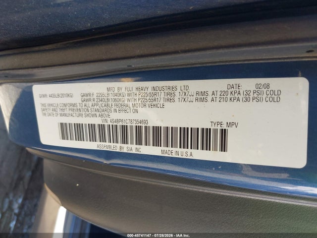 2006 Subaru Outback 2.5i მანქანა იყიდება აუქციონზე, vin: 4S4BP61C267336437, აუქციონის ნომერი: 45741147