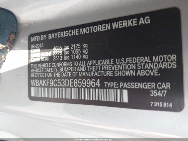 Продажа на аукционе авто 2013 Bmw 335i Xdrive, vin: WBAKF9C53DE859964, номер лота: 45741169