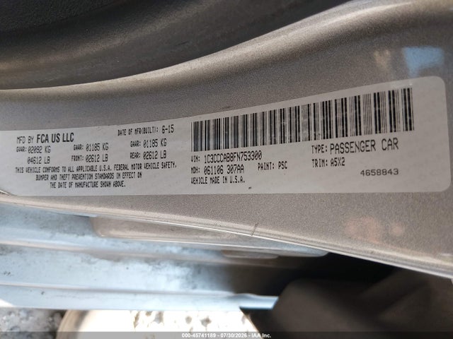 Aukcja sprzedaży 2015 Chrysler 200 Limited, vin: 1C3CCCAB8FN753300, numer aukcji: 45741189