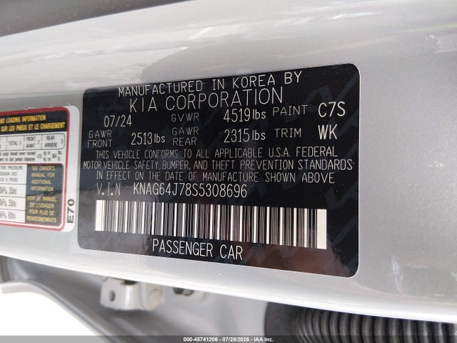 Продаж на аукціоні авто 2025 Kia K5 Gt-line, vin: KNAG64J78S5308696, номер лоту: 45741206