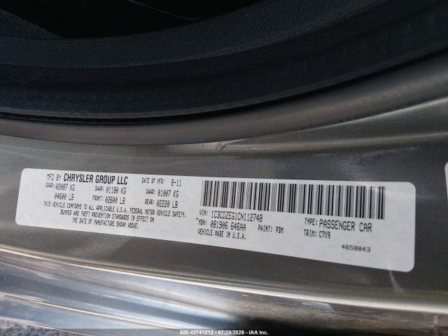 Продажа на аукционе авто 2012 Dodge Avenger Sxt Plus, vin: 1C3CDZEG1CN112748, номер лота: 45741212