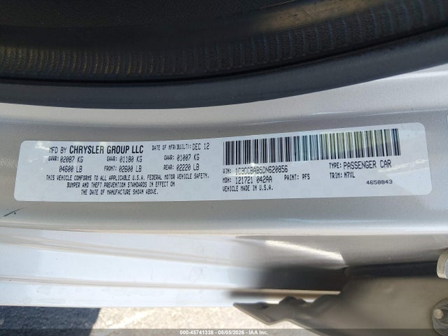 45741338 :رقم المزاد ، 1C3CCBAB5DN620856 vin ، 2013 Chrysler 200 Lx مزاد بيع