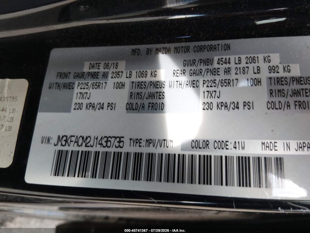 JM3KFACM2J1436735 Mazda Cx-5 Touring
