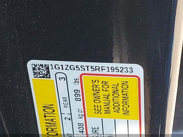 Aukcja sprzedaży 2024 Chevrolet Malibu Fwd Rs, vin: 1G1ZG5ST5RF195233, numer aukcji: 45741403