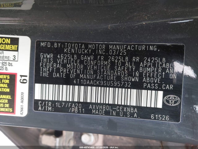 Toyota CAMRY LE 2025 4T1DAACK9SU595732 Image 9