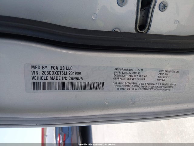 2C3CDXCT6LH231909 Dodge Charger R/t Rwd