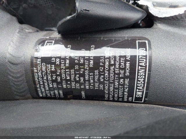 Aukcja sprzedaży 2022 Triumph Motorcycle Street Triple Rs, vin: SMTA554S9NTAU7293, numer aukcji: 45741457