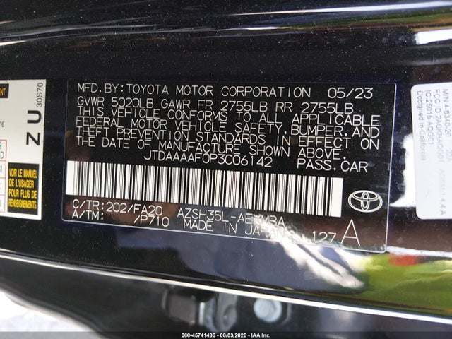 2023 Toyota Crown Xle მანქანა იყიდება აუქციონზე, vin: JTDAAAAF0P3006142, აუქციონის ნომერი: 45741496