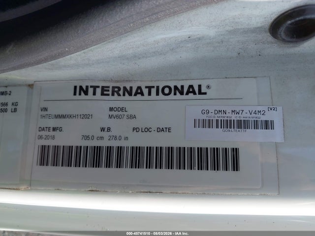 Aukcja sprzedaży 2019 International Mv, vin: 1HTEUMMMXKH112021, numer aukcji: 45741510