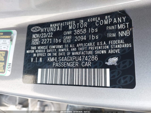 KMHLS4AGXPU474286 Hyundai ELANTRA SEL