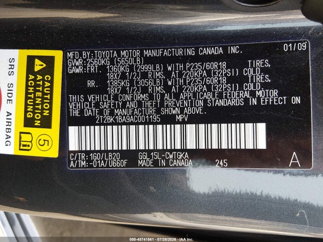 Продаж на аукціоні авто 2010 Lexus Rx 350, vin: 2T2BK1BA9AC001195, номер лоту: 45741561