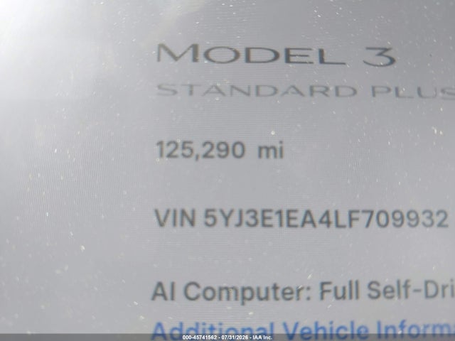 5YJ3E1EA4LF709932 Tesla Model 3 Standard Range Plus Rear-wheel Drive/standard Range Rear-wheel Drive