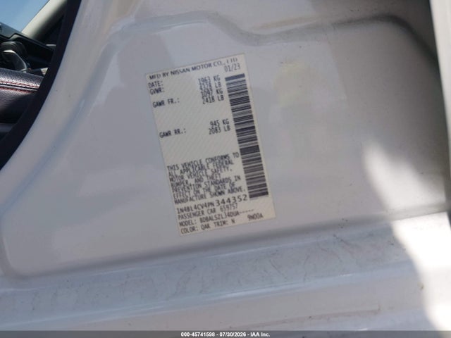 Aukcja sprzedaży 2023 Nissan Altima Sr Fwd, vin: 1N4BL4CV4PN344352, numer aukcji: 45741598