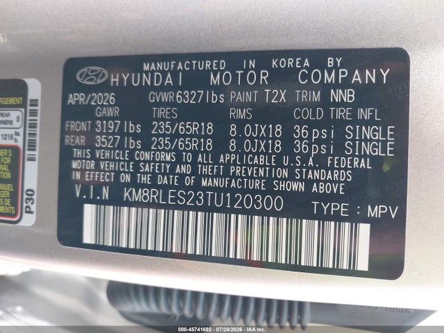 Hyundai Palisade Sel 7p 2026 KM8RLES23TU120300 Image 9