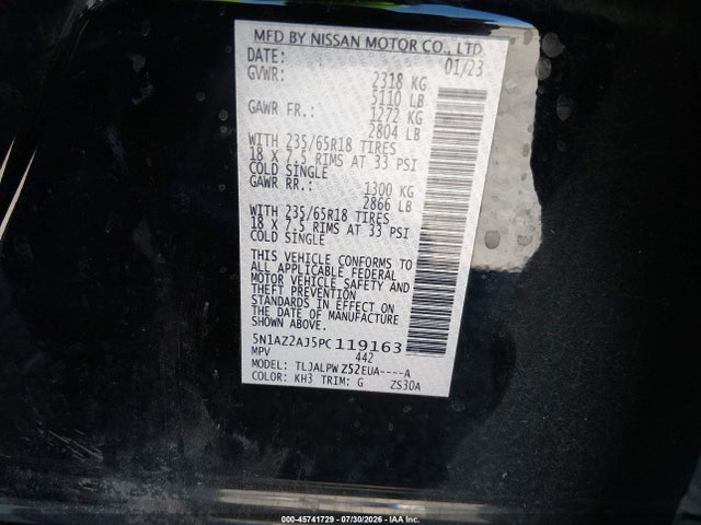 5N1AZ2AJ5PC119163 Nissan Murano S Fwd