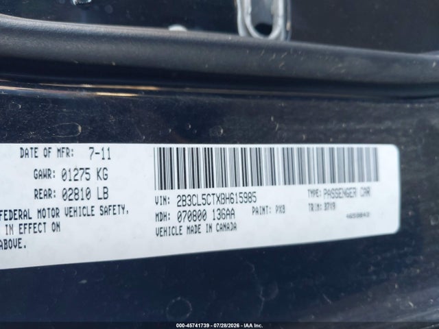 Aukcja sprzedaży 2011 Dodge Charger R/t, vin: 2B3CL5CTXBH615985, numer aukcji: 45741739