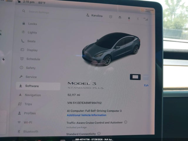 Aukcja sprzedaży 2021 Tesla Model 3 Standard Range Plus Rear-wheel Drive, vin: 5YJ3E1EA6MF994702, numer aukcji: 45741756