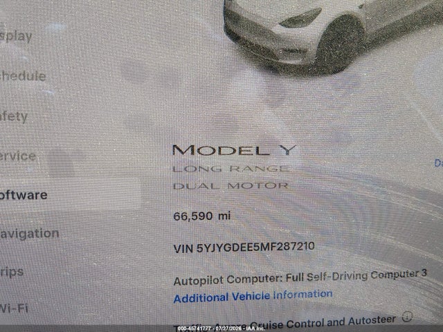 Продажа на аукционе авто 2021 Tesla Model Y Long Range Dual Motor All-wheel Drive, vin: 5YJYGDEE5MF287210, номер лота: 45741777