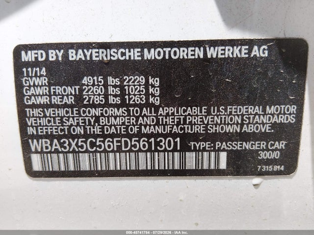 Продажа на аукционе авто 2015 Bmw 328i Gran Turismo Xdrive, vin: WBA3X5C56FD561301, номер лота: 45741784