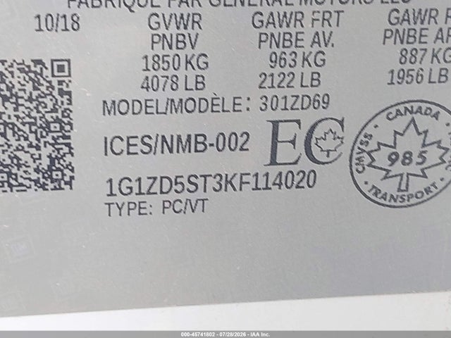 Chevrolet MALIBU LT 2019 1G1ZD5ST3KF114020 Image 9