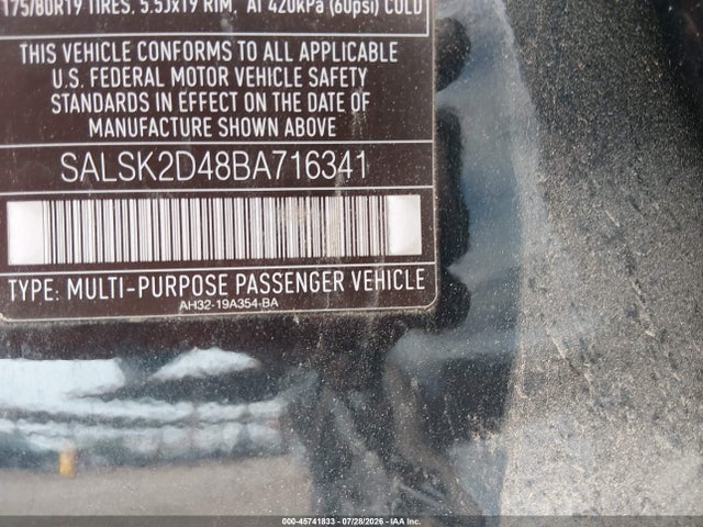 2011 Land Rover Range Rover Sport Hse მანქანა იყიდება აუქციონზე, vin: SALSK2D48BA716341, აუქციონის ნომერი: 45741833
