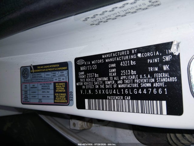 KIA Optima Ex Premium 2020 5XXGU4L16LG447661 Image 9