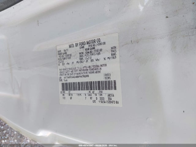 Aukcja sprzedaży 2011 Ford Ranger Xl, vin: 1FTKR1AD4BPA78295, numer aukcji: 45741847
