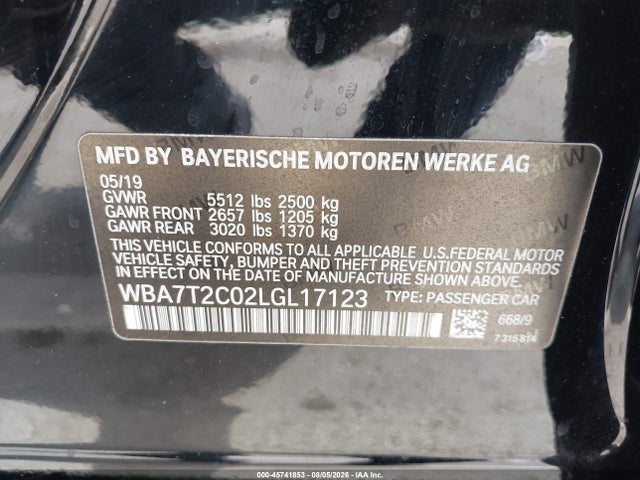 BMW 740I 2020 WBA7T2C02LGL17123 Image 9