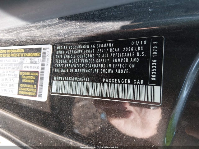 Продажа на аукционе авто 2010 Volkswagen Gti 2-door, vin: WVWEV7AJXAW285764, номер лота: 45741859