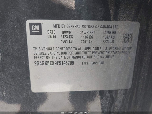 Aukcja sprzedaży 2015 Buick Regal Turbo, vin: 2G4GK5EX9F9145706, numer aukcji: 45741869