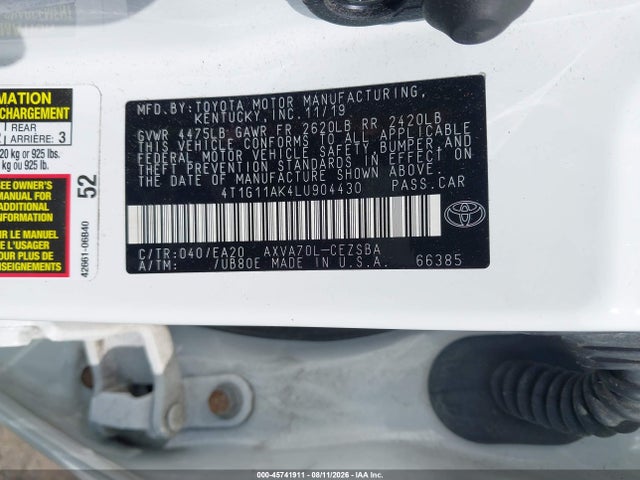 4T1G11AK4LU904430 Toyota CAMRY SE