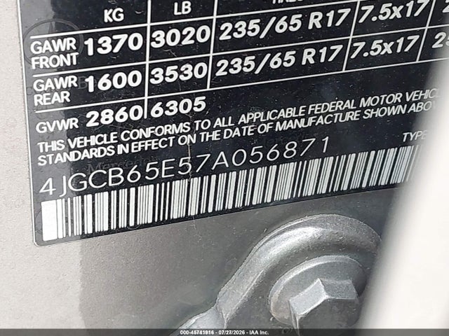 2007 Mercedes-benz R 350 4matic მანქანა იყიდება აუქციონზე, vin: 4JGCB65E57A056871, აუქციონის ნომერი: 45741916