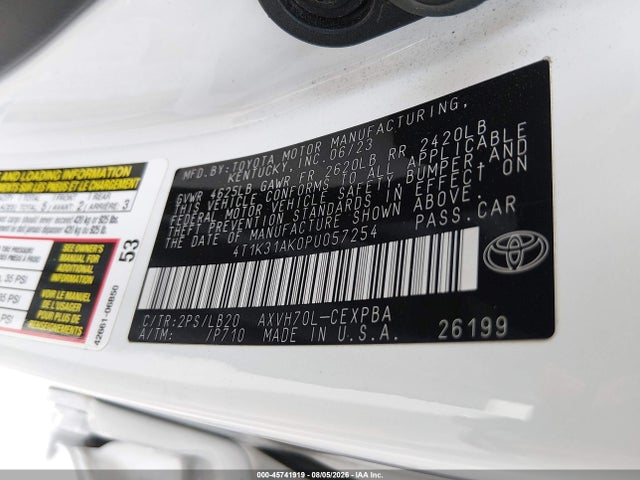 Продажа на аукционе авто 2023 Toyota Camry Xse Hybrid, vin: 4T1K31AK0PU057254, номер лота: 45741919