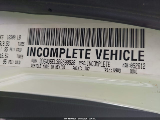 Aukcja sprzedaży 2011 Ram Ram 4500 Hd Chassis St/slt, vin: 3D6WU6EL3BG500926, numer aukcji: 45741928