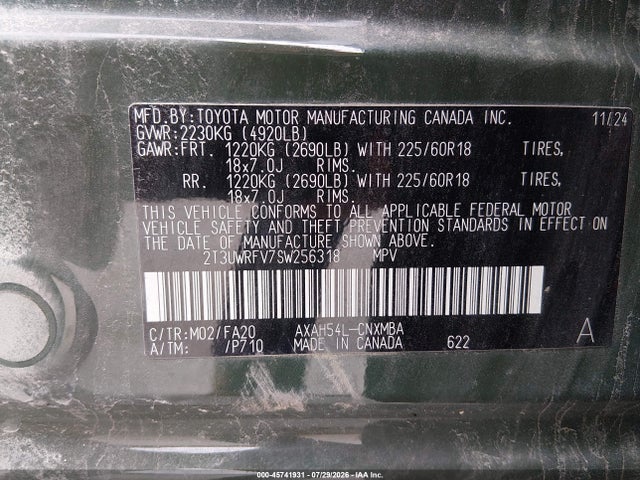 Продажа на аукционе авто 2025 Toyota Rav4 Hybrid Woodland Edition, vin: 2T3UWRFV7SW256318, номер лота: 45741931