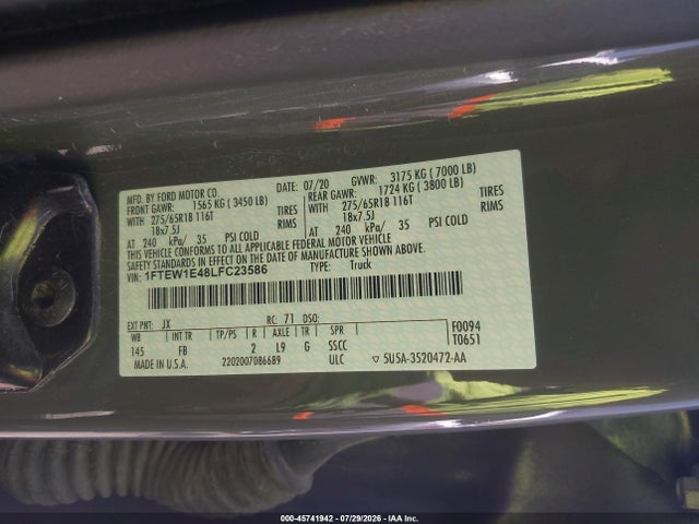 Ford F-150 Xlt 2020 1FTEW1E48LFC23586 Image 9