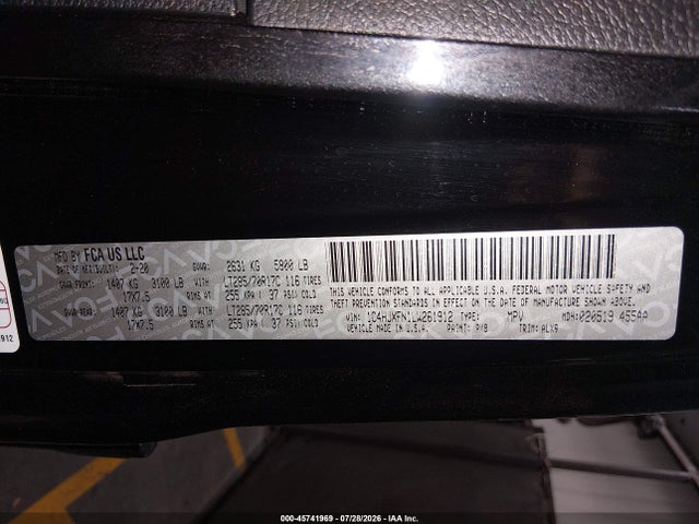 1C4HJXFN1LW261912 Jeep Wrangler Unlimited Rubicon 4x4