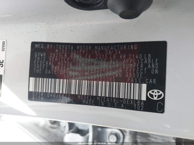 Toyota COROLLA LE 2024 5YFB4MDE4RP205365 Image 9