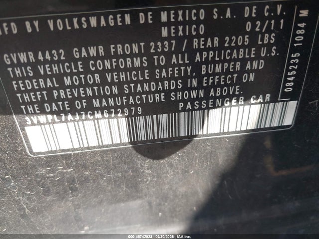 Продажа на аукционе авто 2012 Volkswagen Jetta Sportwagen 2.0l Tdi, vin: 3VWPL7AJ7CM672979, номер лота: 45742023