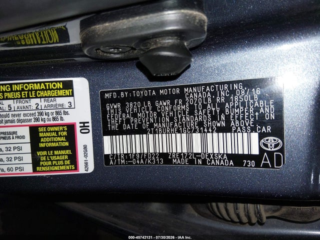 Toyota Corolla S Plus 2016 2T1BURHE1GC731442 Image 9