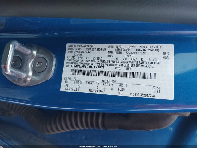 Ford ESCAPE S 2021 1FMCU9F69MUA73878 Image 9