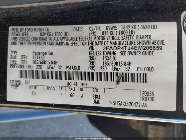 Ford FIESTA S 2014 3FADP4TJ4EM206859 Image 9