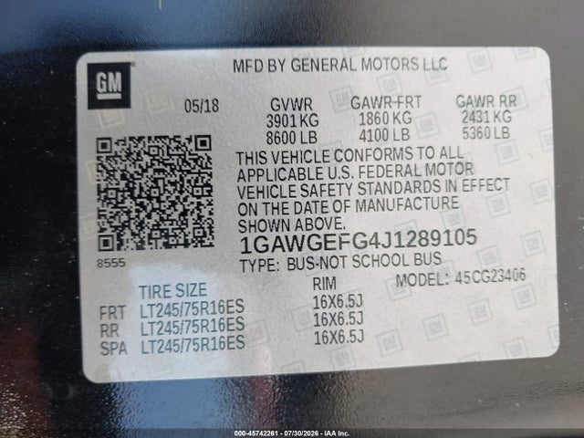 Chevrolet Express 2500 Ls 2018 1GAWGEFG4J1289105 Image 9