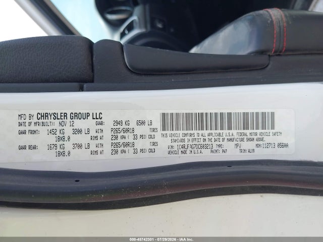 45742301 :رقم المزاد ، 1C4RJFAG7DC603213 vin ، 2013 Jeep Grand Cherokee Laredo Trailhawk مزاد بيع